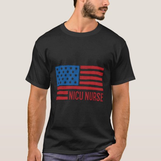 Patriotic Nicu Nurse American Flag 4. Juli USA T-Shirt (Vorderseite)