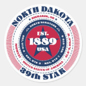 Patriotic North Dakota Circle Design Sticker (Vorderseite)