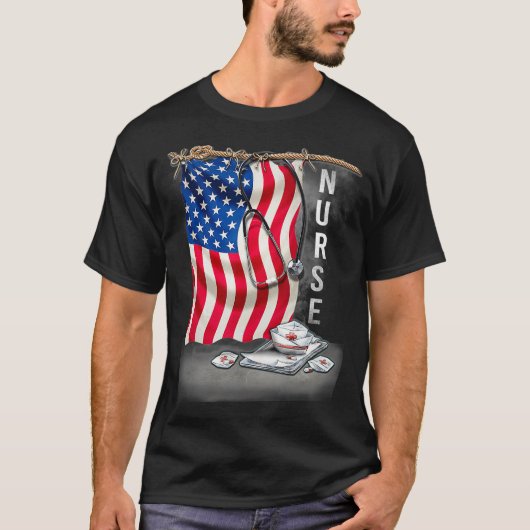 Patriotic Nurse 4. Juli American Flag Sunfloe T-Shirt (Vorderseite)