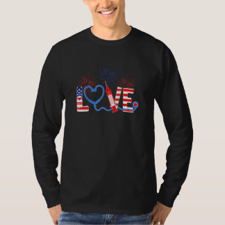 Patriotic Nurse 4. Juli American Flag Sunfloe T-Shirt