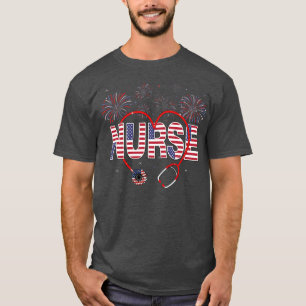 Patriotic Nurse 4. Juli Amerikanische Flagge T-Shirt