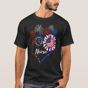 Patriotic Nurse 4th Of July American Flag Independ T-Shirt
