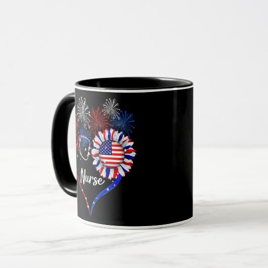 Patriotic Nurse 4th Of July American Flag Tasse (Vorderseite Links)