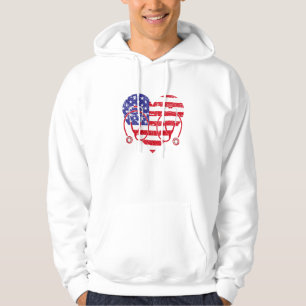 Patriotic Nurse American Flag Herz Hoodie