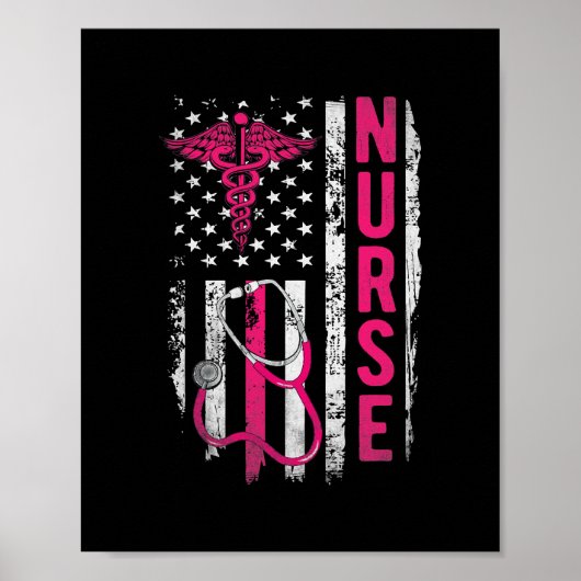 Patriotic Nurse Gift Flag Schließ School RN Poster (Vorne)
