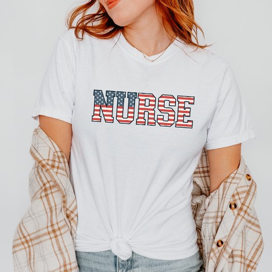 Patriotic Nurse Red White Blue Nurse US Flag Nurse T-Shirt