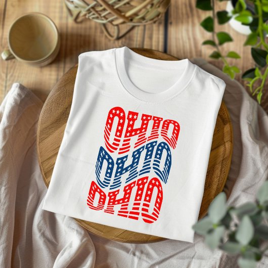 Patriotic Ohio Red and Blue Boho T - Shirt