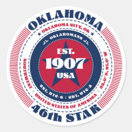 Patriotic Oklahoma Circle Design Sticker