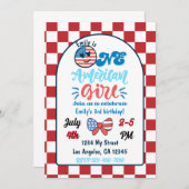 Patriotic One American Girl Birthday Einladung (Vorne/Hinten)