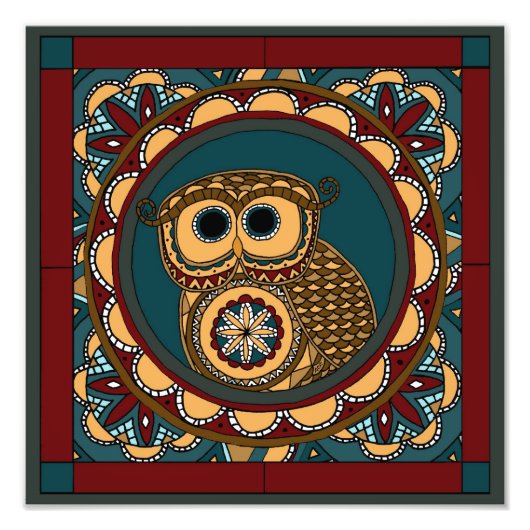 Patriotic Owl Mandala Fotodruck (Vorne)
