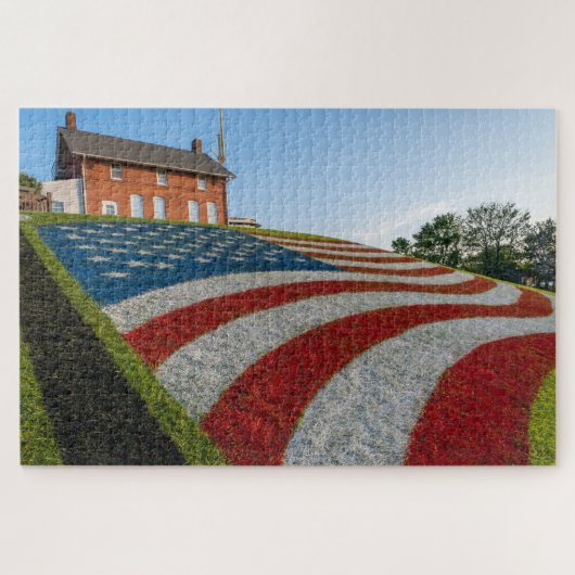 Patriotic Painted American Flag Puzzle (Horizontal)