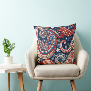 Patriotic Paisley Throw Kissen Cover