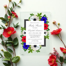 Patriotic Panda Anemone Baby Shower Acryleinladungen