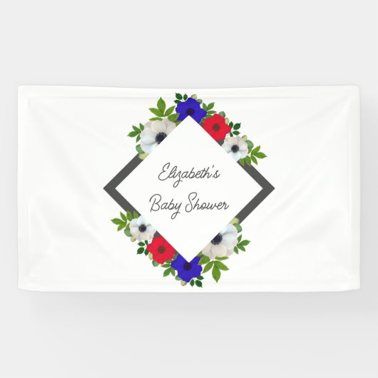 Patriotic Panda Anemone Baby Shower Banner (Horizontal)