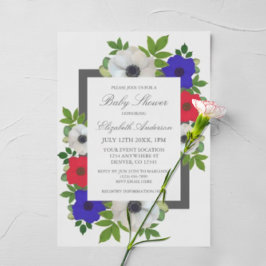 Patriotic Panda Anemone Baby Shower Einladung