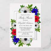 Patriotic Panda Anemone Baby Shower Folieneinladung (Vorderseite)