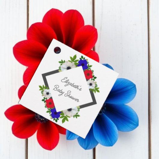 Patriotic Panda Anemone Baby Shower Geschenkanhänger