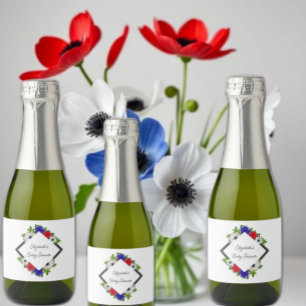 Patriotic Panda Anemone Baby Shower Schaumweinetikett