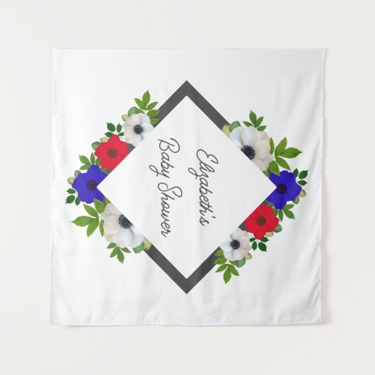 Patriotic Panda Anemone Baby Shower Wandteppich (Vorderseite (Horizontal))