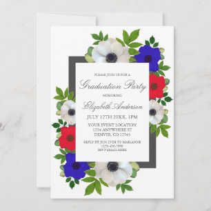 Patriotic Panda Anemone Graduation Party Einladung