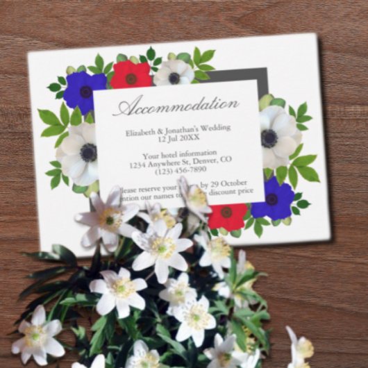 Patriotic Panda Anemone Hochzeitskarte Begleitkarte