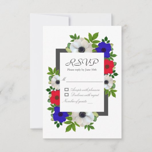 Patriotic Panda Anemone RSVP Karte (Vorderseite)