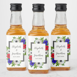 Patriotic Panda Anemone Wedding Alkoholflaschenetikett