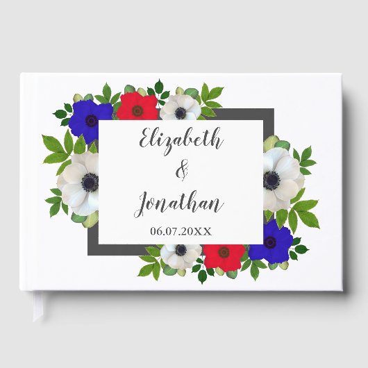 Patriotic Panda Anemone Wedding Gästebuch (Vorderseite)