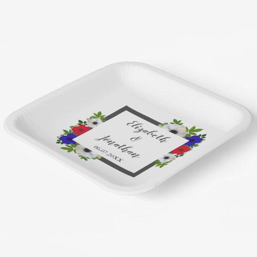 Patriotic Panda Anemone Wedding Pappteller (Gewinkelt)