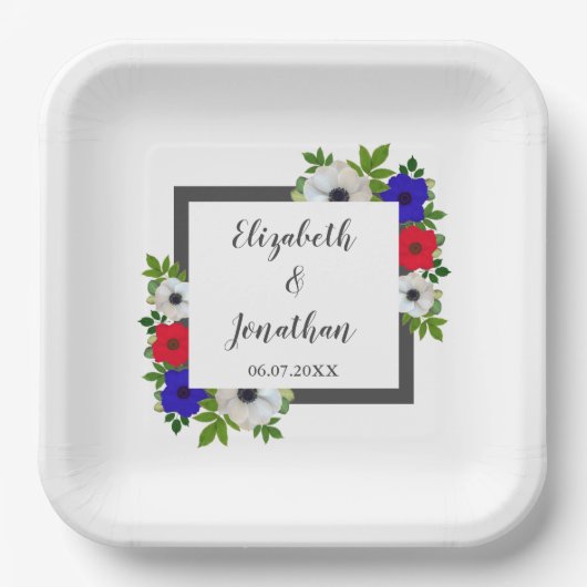 Patriotic Panda Anemone Wedding Pappteller (Vorderseite)