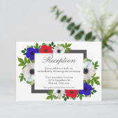 Patriotic Panda Anemone Wedding Reception Card Begleitkarte (Stehend Vorderseite)