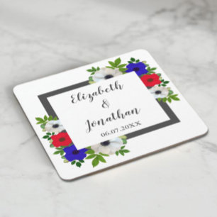 Patriotic Panda Anemone Wedding Rechteckiger Pappuntersetzer