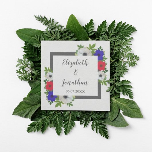 Patriotic Panda Anemone Wedding Serviette