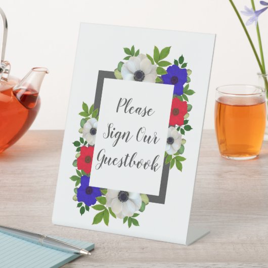 Patriotic Panda Anemone Wedding Sockelschild (In Situ)