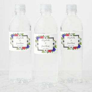 Patriotic Panda Anemone Wedding Wasserflaschenetikett