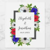 Patriotic Panda Anemone Wedding Weinetikett (Einzelnes Label)
