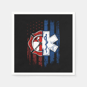 Patriotic Paramedic Firefighter EMT USA Flag EMS Serviette