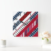 Patriotic, patchwork quadratische wanduhr (Zuhause)