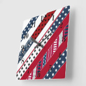 Patriotic, patchwork quadratische wanduhr (Winkel)