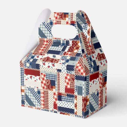 Patriotic Patchwork Quilt Favor Box Geschenkschachtel (Rückseite)