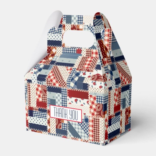 Patriotic Patchwork Quilt Favor Box Geschenkschachtel (Vorderseite)