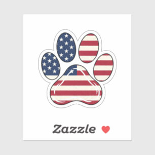Patriotic Paw Print - 4. Juli Aufkleber