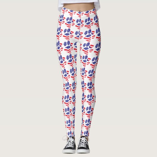 Patriotic Paw Print Leggings (Vorderseite)
