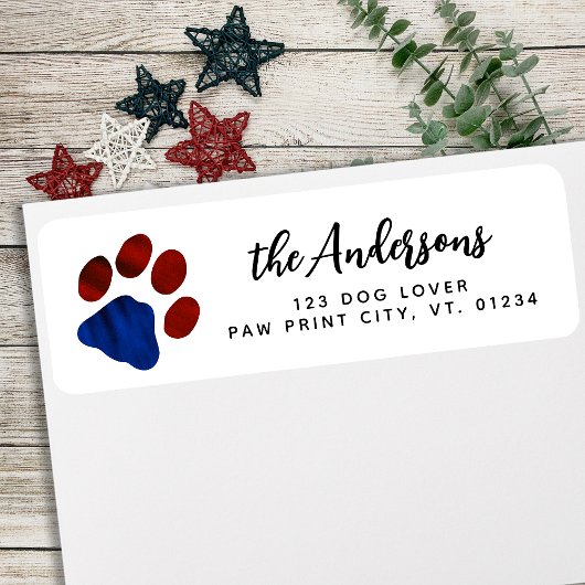 Patriotic Paw Print Personalisierte Rücksendeadres