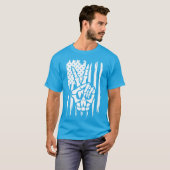 Patriotic Peace American Flag Skeleton Hand T-Shirt (Vorne ganz)