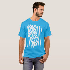 Patriotic Peace American Flag Skeleton Hand T-Shirt