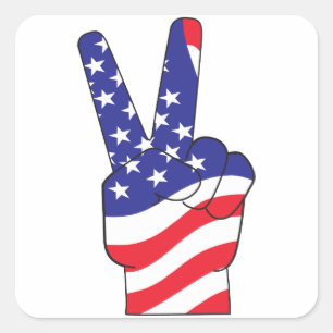 Patriotic Peace Sign USA Quadratischer Aufkleber