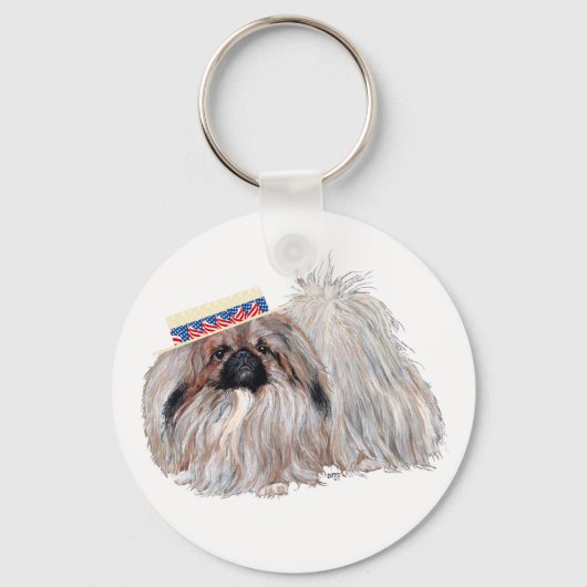 Patriotic Pekingese Schlüsselanhänger (Vorderseite)