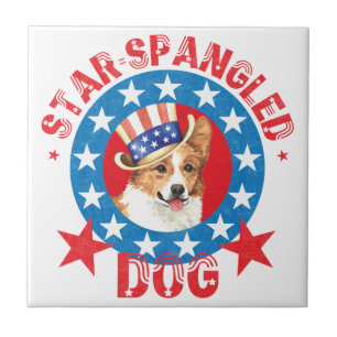 Patriotic Pembroke Welsh Corgi Fliese