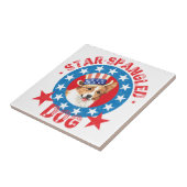 Patriotic Pembroke Welsh Corgi Fliese (Seite)
